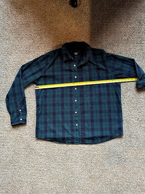 Gap Plaid Button Down Shirt Green & Purple XL